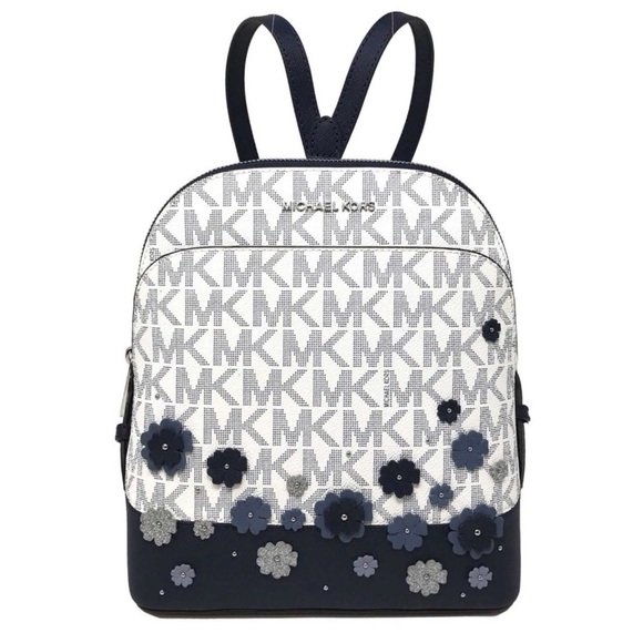 Michael Kors Handbags - 💙Michael Kors Vanilla/Navy Floral Emmy Backpack💙